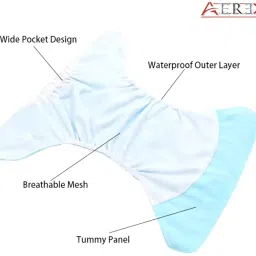 aerex Reusable Baby 4 Cloth Diapers & 4 Insert Pads For 0 to 3 Years Leak Proof image 4
