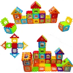 jvm Multi Colored 72 Pcs Mega Jumbo Happy Home House Building Blocks with Attractive Windows and Smooth Rounded Edges - Building Blocks for Kids image 4