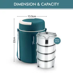 trueware Quick Meal 4 Insulated Hot Lunch Box With 4 SS Container 300 ML Each 4 Containers Lunch Box image 3