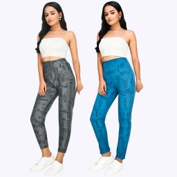 Pack of 2 Women Printed Black, Blue Track Pants-image-87