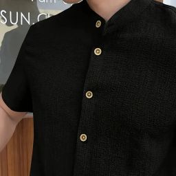 Men Regular Fit Self Design Mandarin Collar Casual Shirt-image-107