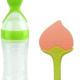 Baby Spoon Feeding Bottle & Fruit Nibbler With Fruit Teether Apple Shape- Silicone-8