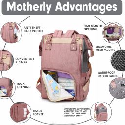 motherly Diaper Bags for Mothers with 1 Bottle Bag + 1 Changing Mat + 1 Set of Stroller Hooks Backpack Diaper Bag(With 6 months warranty) image 3