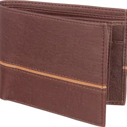 Men Casual Brown Artificial Leather, Fabric Wallet - Mini-image-17