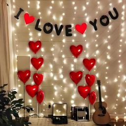 Valentine's Day Decoration with Red Balloons Foil Heart LED Light-image-38