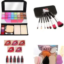 Fashion makeup Kit for Girls + Makeup Brush + 6 Pcs Puff Set + lipstick-image-16