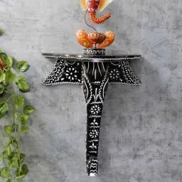 disoo fashions Black Elephant Trunk Design Hand Carving Pooja Shelf-picture-0
