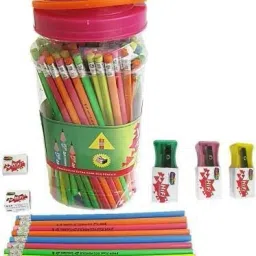 YoYo Kool Triangular Shape Eco Friendly Pencils ( Pack of 100 Pencils jar + 5 Sharpener Pencil-28