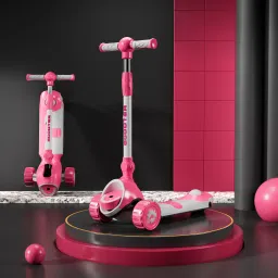 Kick-On Scooter for Kids with 3 PU Wheels LED Light, 4 Adjustable Height Kids Scooter-image-15