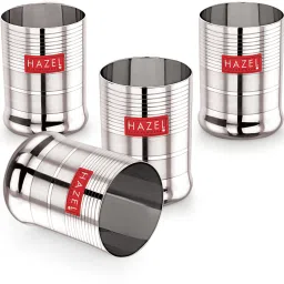(Pack of 6) Stainless Glasses for Water & Juice Set with Glossy Finish Design Glass Set Water/Juice Glass-19