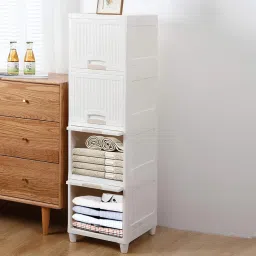 4-Door 4-Shelf Plastic Foldable Wardrobe for Clothes Plastic Cloth Rack PP Collapsible Wardrobe-image-30