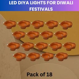 Water Sensor Diya, Electric LED Diyas for Diwali & Office Décor Pack of 18 I195 Plastic (Pack of 18) Table Diya Set-image-81