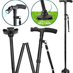 tophaven Ergonomic Folding Walking Stick with LED Light & Self-Standing Base Walking Stick image 2