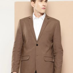 Men Solid Single Breasted Formal Blazer-image-1