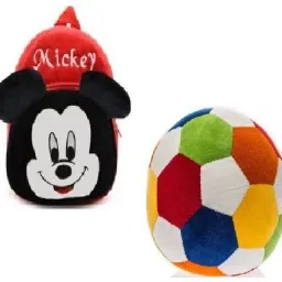 mickey&Colorful Ball - 21 inch (Multicolor) and School Bag- 11 mm-40