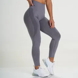 Solid, Woven, Self Design Women Grey Tights-image-10