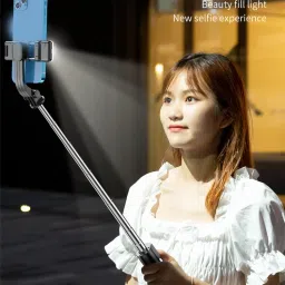 POZUB Selfie Stick Tripod with LED Fill Light For Making Videos BT Remote Gimbal Tripod, Monopod, Monopod Kit, Tripod Ball Head, Tripod Bracket, Tripod Clamp, Tripod Kit image 4
