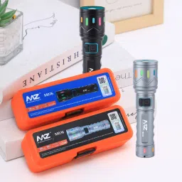 mz M036 (ZOOMABLE METAL LED TORCH)3 Modes Flashlight, Super Bright 80W LED Light Torch image 2