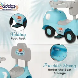 odelee Monkey Baby Push Ride-on Car with Music, Toy Storage and Back Rest With Handle Rideons & Wagons Non Battery Operated Ride On image 5