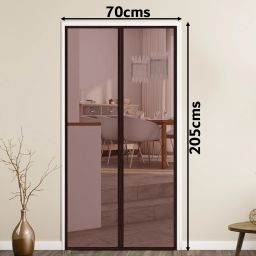 Magnetic Door Mosquito Net Screen 205cm Height x 70cm Width -Brown Colour Insect Net-image-28