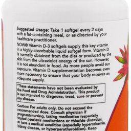 now foods Vitamin D-3 High Potency 5000 IU 120 Softgels image 2