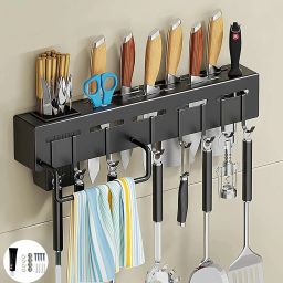 Cutlery Kitchen Rack Shelf Stainless Steel Wall Mount Knife Holder Carbon Steel-image-21