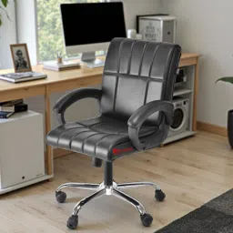 Stylish and Affordable revolving chair Premium quality Comfortable Chair Leatherette Office Arm Chair-image-7