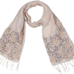 Woven Pure Linen, Viscose Women Beige, Brown Scarf, Stole, Fancy Scarf-image-4