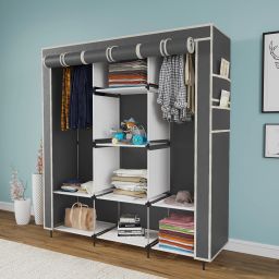 Almirah Foldable closet for Clothes 8 Shelves , 1 Side Pocket (88130) PP Collapsible Wardrobe-image-25