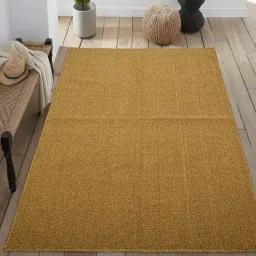 saral home Gold Solid Fiber 6 ft x 9 ft Machine Made Carpet-picture-38