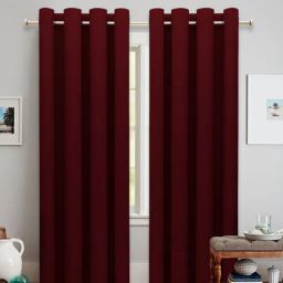 dream care Maroon Solid Polyster 9 Ft Blackout Eyelet Door Curtain (2 Pc)-picture-32