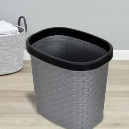 Kuber Industries Set Of 2 Gey & Black Textured Open Dustbin-67