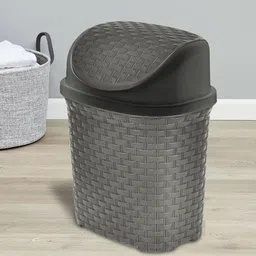 Kuber Industries Set Of 2 Grey Plastic Swing Lid Dustbin-33
