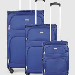 Aristocrat Unisex Solid Set Of 3 Trigon Soft-Sided Large Medium & Cabin Trolley Suitcases image 1