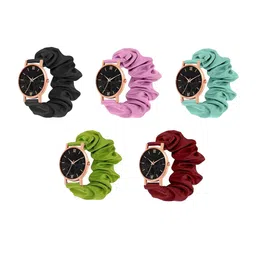WATCHSTAR Women Printed Dial & Textured Straps Digital Watch Ribin scrunchies watch pack of 5-image-69