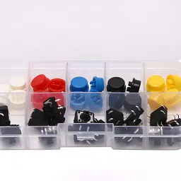 25 Pcs Tactile Button Switch with Caps Assortment PackView image 1
