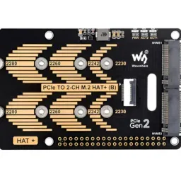 PCIe To 2-Ch M.2 Adapter HAT (B) for Raspberry Pi 5View-14
