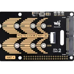 waveshare PCIe To 2-Ch M.2 Adapter HAT (B) for Raspberry Pi 5View image 1