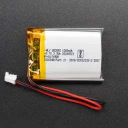 Lithium Ion Polymer Battery - 3.7V 1000mAhView-55