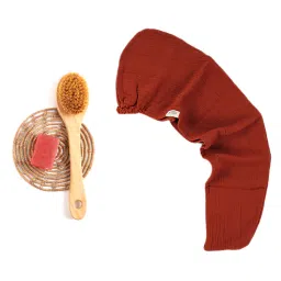 Teracotta Banana Double Cloth Plus Size Solid 300 GSM Hair Wrap Towel by DOCTOR TOWELS-picture-5