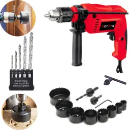 100% COPPER ARMATURE 13MM POWER DRILL MACHINE WITH 11PCS HOLE SAW SET AND 5PCS DRILL BIT Pistol Grip Drill-image-83