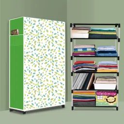 5 Shelf Plastic wardrobe, Foldable and Portable Almirah for Adults, Kids PVC Collapsible Wardrobe-image-74