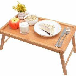 Wooden Breakfast Tray,Bed Tray Table for Food,Foldable Serving Tray for Snacks Tray Serving Set-image-2