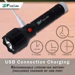firstlike Long Range Lithium battery LED torch with backlight Rechargeable Torch image 2