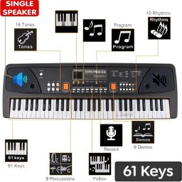 zuurvi 61 Keys Musical Keyboard Piano for Kids | Direct DC Power Input | Tones & Record image 2