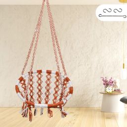 Cotton Rope Round Swing Chair for Kids, Wooden Swing for Kids, Jhula for Outdoor Swings-image-53