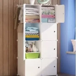 ® 8 Door Plastic Sheet Wardrobe Storage Rack Closest Organizer for Clothes Kids PP Collapsible Wardrobe-image-18