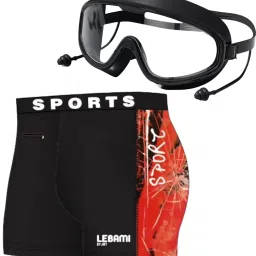 Men Swimming Costume | Shorts | Trunk, 1 Goggles, 1 Cap, 1 Nose Clip & 2 Earplug Printed Men Trunk Multicolor Swimsuit-image-20