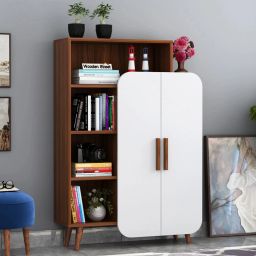 Ren Bookshelf With Open & Closed Storage | Book Stand Perfect for Living Room | Engineered Wood Semi-Open Book Shelf-image-72