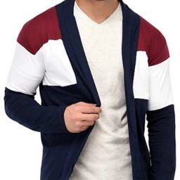 Men Full Sleeve Maroon, Black Shrug-image-16